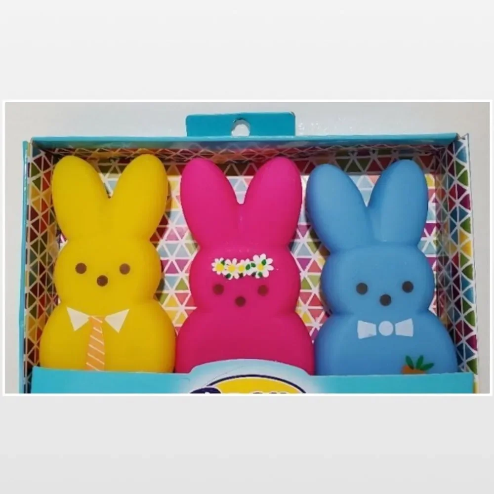 New Peeps Pet Toy Dog Squeaky Bunny Rabbit 3ct Vinyl Gift NWT